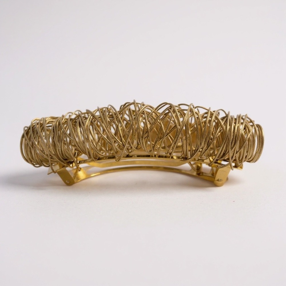 Vintage‎ Signed Colette Malouf Gold Wire Coil Barrette Hair Clip Made in France